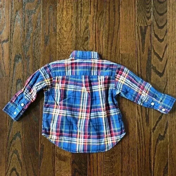 Ralph Lauren Boys 12M Blue/Red/Yellow Plaid Button-Down Oxford Shirt - EUC! - Picture 5 of 7